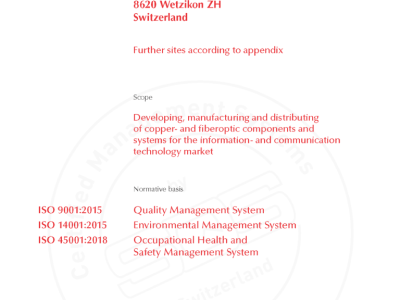 R&M cables awarded certificate of conformity